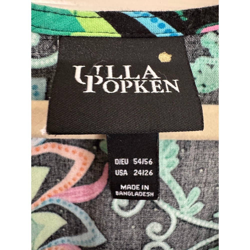 Ulla Popken Tunic Top Women 24/26 Colorful Floral Boho Empire Waist Artsy Summer - Picture 2 of 8